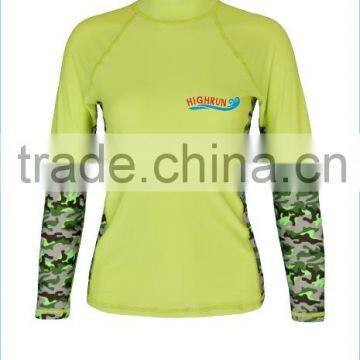 Lady's Long Sleeve Camo Colour Lycra Swim Shirt