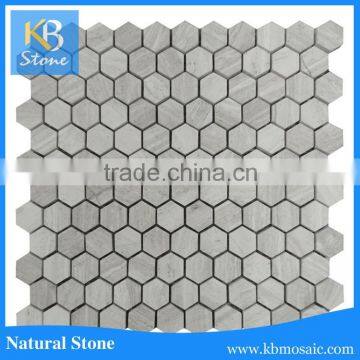 kb stone hot sale wood white marble mosaic tile, hexagon mosaic tile