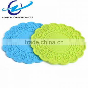 Colorful Flowers Large Size Silicone Placemat Cup Mat Round Heat Insulation Pad Table Placemat photo-4