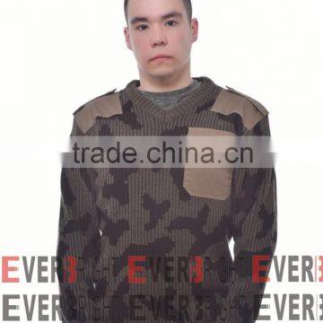 fashion V neck Military Knit camouflage Sweater