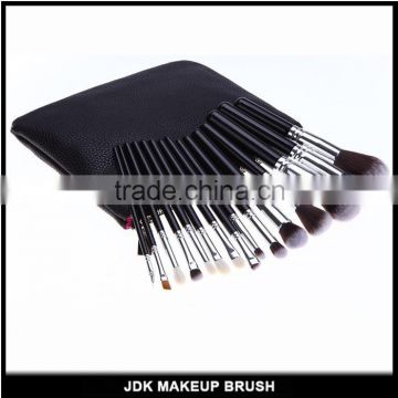 15 PCS Black Handle Silver Tube Top Grade Cosmetic Brush With Double Layer Cosmetic Bag Makeup Brush Set