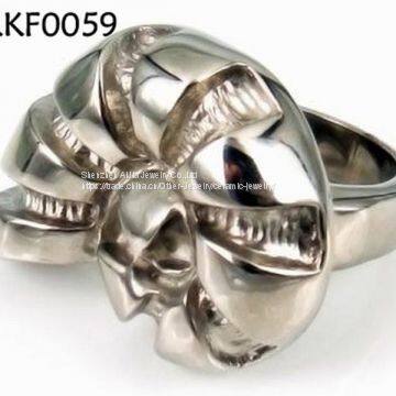 Black Gemstone Titanium Steel Ring Jewerly Silver For Mens photo-2