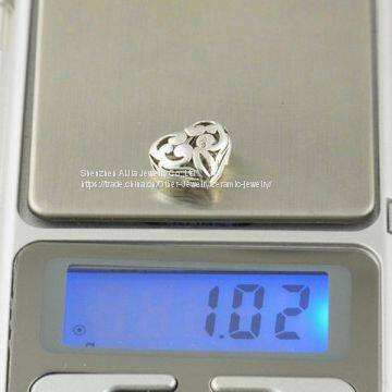 Metal Heart Shaped DIY Sterling Silver Jewelry Beads photo-5