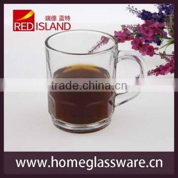 glass works supply glass cup with handle, clear glass tea cup