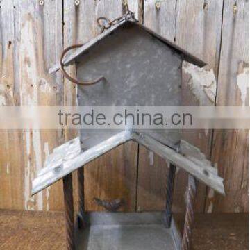 Antique Galvenized Metal Garden Bird House photo-4