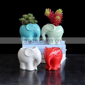 Garden decor elephant shaped animal flowr pot small cute ceramic pot for plants