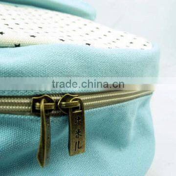 Canvas Polka Dots and Stripes School Bag School Backpack For Campus Hiking Travel Book Bag photo-4