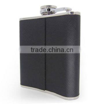 Hip Flask Leather Wrapped Flagon With High Quality Stainless Steel