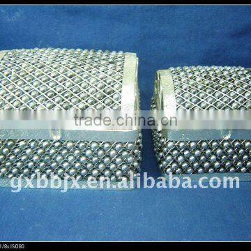 Silver Square Pearl Wire Storage Compartment Box