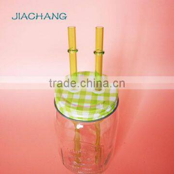 Drinkware Transparent Glass Table Beer Jar With 2 Pieces of Straws photo-2