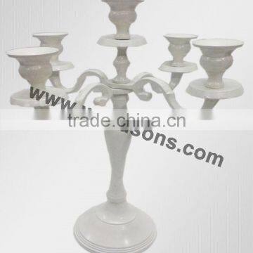 Wedding White Candelabra 5 Light With Flower Bowl( Optional) / Aluminium Candelabra for Decoration 90 Cms photo-3