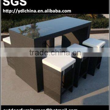 poly rattan wicker high bar table and bar stools