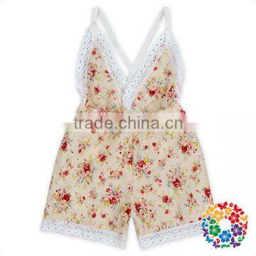 Summer New Boutique Outfits Baby V-neck Playsuit Romper Backless Floral Fabric Jersey Jumpsuit Kid photo-5