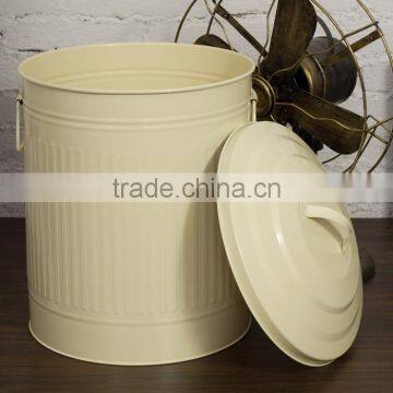 75L Large Vintage Galvanized Metal Trash Can Garbage Bin Waste Bin With Handle photo-3