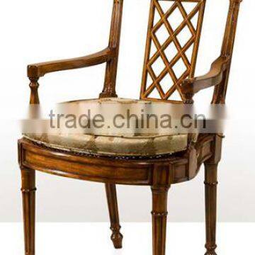 New Arrival Exquisite Victorian Style Replica Solid Wood Carving Leather Chair With Goose Arms and Chinoiserie Back BF12-04074a photo-3