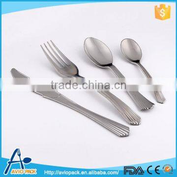 Wholesale factory price plastic silver cutlery full stainless steel cheap restaurant dinnerware