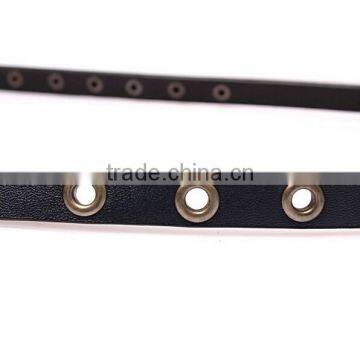 Wholesale Rivets Decorated Pin Buckle Sex Girl Thin PU Waist Belt Adjustable Eyelets Belts photo-6