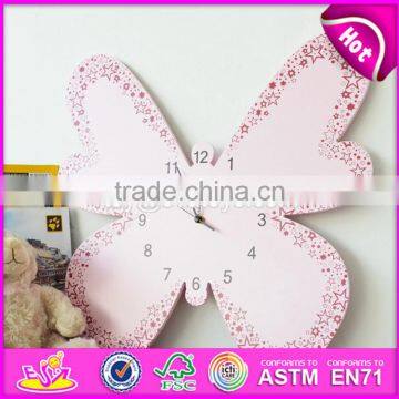 2017 New Design Pink Butterfly Wooden Wall Clock W09D019 photo-3