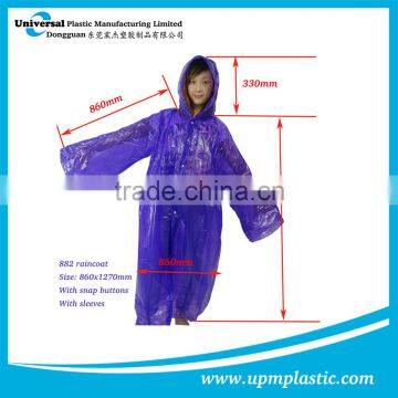 One Way Use Water Proof Eco-friendly Disposable LDPE Raincoat photo-3