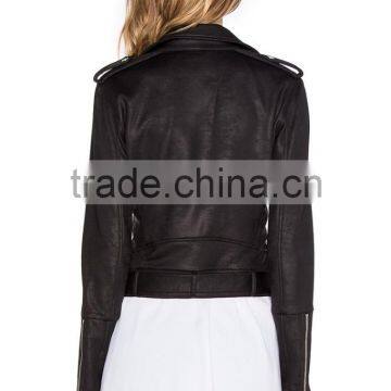 Latest Women Black Classic Fashion Moto Jacket Cheap Price photo-4