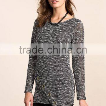 Nice Deign High Quality Girls Fancy Loose Neck Marled Sweater photo-2