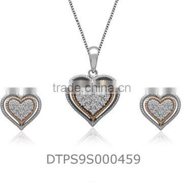 Rhodium Plated Fashion Pendant Set With Cubic Zircon