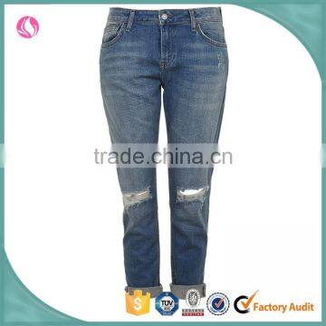 Wholesale price jeans denim jeans women ripped out damaged pant