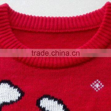 Red Jacquard Pattern Acrylic Women Knitted Christmas Sweater photo-4