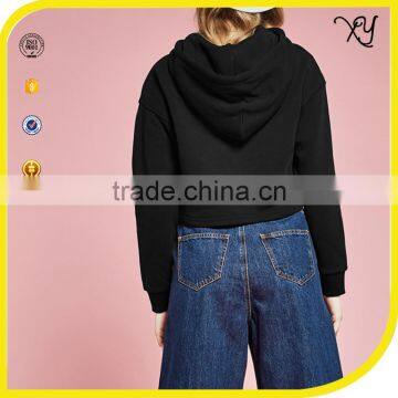 Women's Patchwork Your Own Design French Terry Black Crop Top Hoodie photo-2