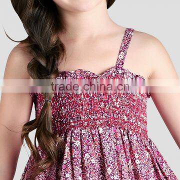 S60729B Child Summer Braces Style Girls Dress Floral Beach Dress photo-2