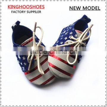 suede soft sole baby shoes,American Flag design suede leather moccasin shoes