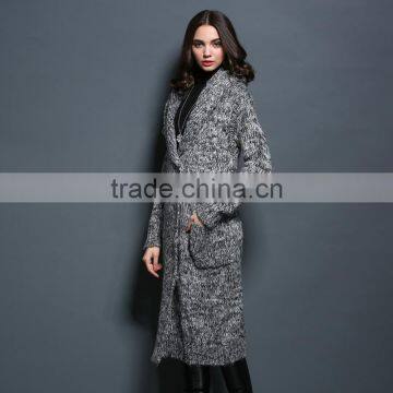 Korea Winter Long Coat Wholesale Knit Hooded Cardigan Women Sweater photo-6