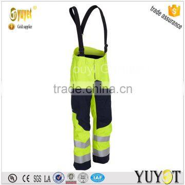 Hi-Vis light green CVC Permanent Fire Resistant Bib pants