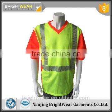 ANSI 107 V-neck 3M5510 segmented reflective tape mesh USA protective t-shirt