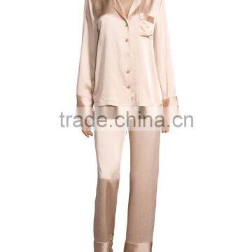 Highest Quality Ladies Elegant Night Sleeping Shirts and Pants Wear Stain Long Sleeves Pajamas Set Wholesale photo-3