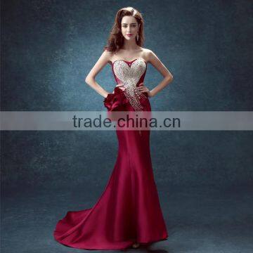 High Quality Red Fish Feast Slim Evening Dress Without Shoulder for Women 2016 photo-2