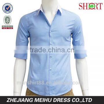 high quality contrast color half sleeve men dress shirt