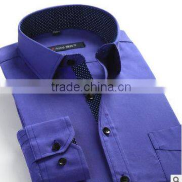 Purple solid color one pocket China direct production export OEM manufacturer classical dress shirt for men