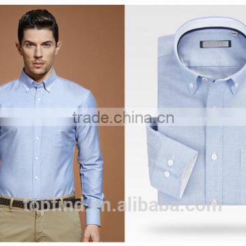 Classic 100% cotton oxford long sleeve with button down collar workwear shirt for men