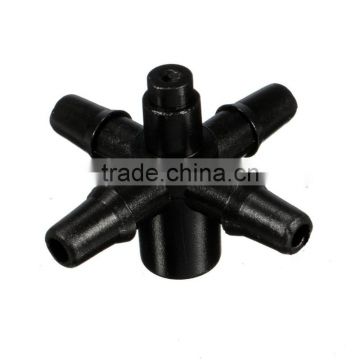 Hot Sale 5 Way Agricultural Garden Plastic Irrigation Connector 1/4 Inch Barb Drip Cross Connector Fittings Garden Sprinklers