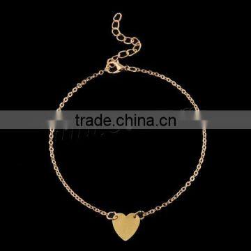 New fashion design Zinc Alloy Anklet with Heart charms oval chain