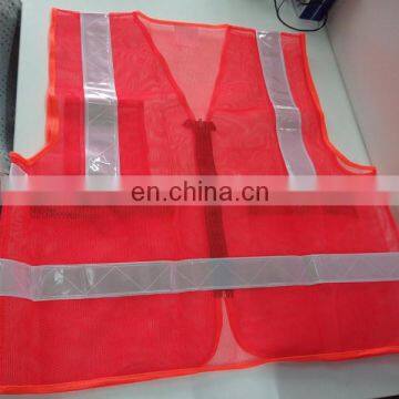 100%Polyester Fluorescent Orange Cheap Workear Mesh Vest With ID Pocket photo-2
