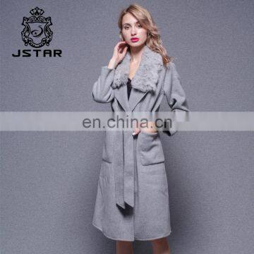 Handmade high-end double-sided cashmere woolen winter coats with Lamb's hair collar