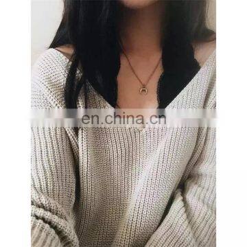 Best Selling Product Women Deep V- Neck Pullover Sweater With Best Quality KMY1107