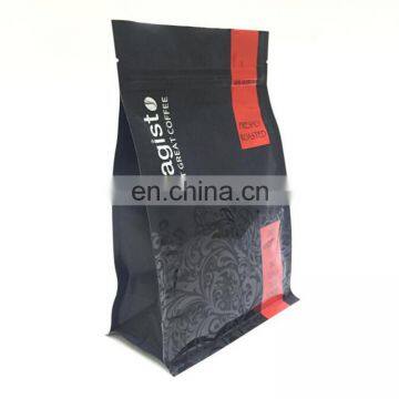 custom square bottom plastic food bag with Quad seal flat bottom bag for nut packs