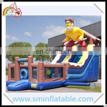 Commercial inflatable combo slide with skiing boy for kids/party event