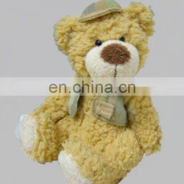 stuffed teddy bear with vest&hat,plush boy animal toy