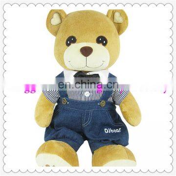 High quality plush teddy bear with overall