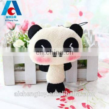 high quality custom small plush toy cute shy panda keychain