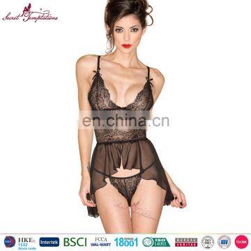 Secret Temptations black sexy babydoll sleepwear chemise g-string pictures of sexy nightwear